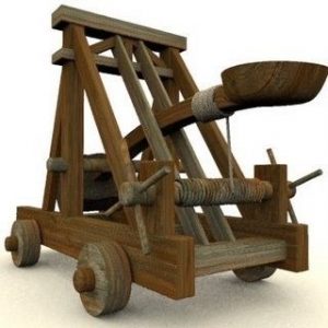 Imagen de una catapulta de madera