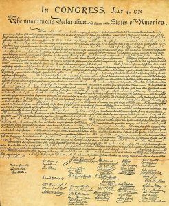 Imagen de la declaración de independencia de los Estados Unidos de 1776