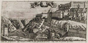 Imagen antigua de la ciudad de Toledo con el artilugio de Juanelo
